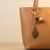 Bronze Leaf Pendant Medicine Pill Box Twist Open Lid Small Item Storage Box Backpack Accessories