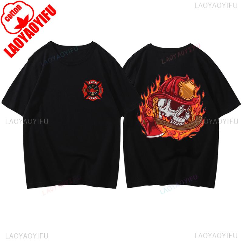 Fire Rescue Fireman Tshirt Cotton Casual Fashion Loose Soft Firefighters Tshirt Short Sleeve Harajuku Streetwear Man T Shirt