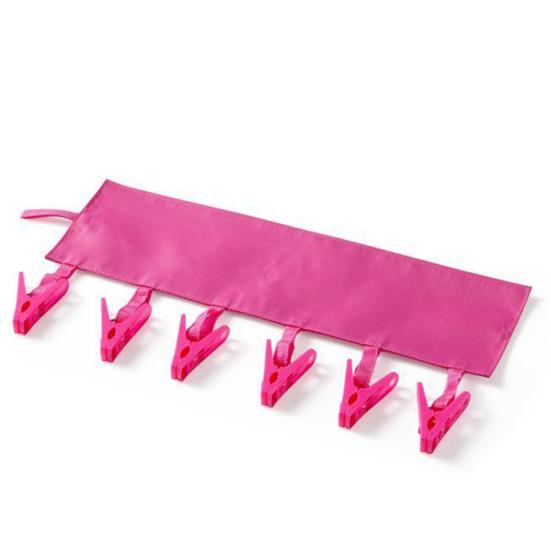 Bathroom Rack Clothespin Travel Portable Folding Clothes Towel Hanger 6 Clips