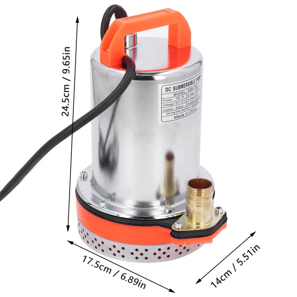 12V Solar Submersible Pump 180W 1in Outlet 8m Lift Solar Water Pump for Irrigation Garden