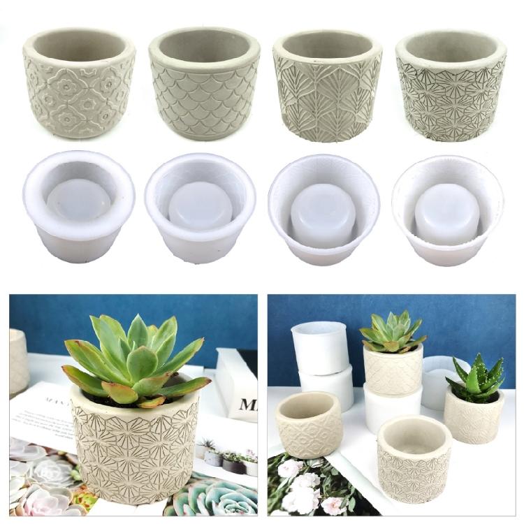 Flower Pot Silicone Mold Concrete Cement Plant Pot Mold Flowerpot Epoxy Resin Mould Makeup Brush Holder Organizer Mold