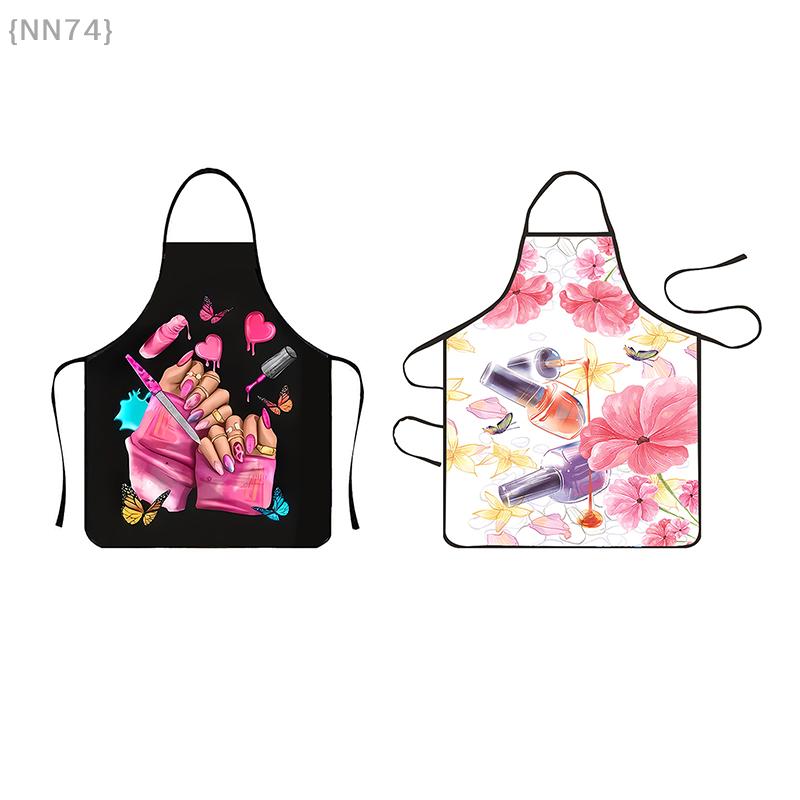 Nagelkonst Tryckt Damförkläde - Smutsskyddande Förkläde För Manikyrsalong, Hemanikyr & Lätt Rengöring, Arbetskläder