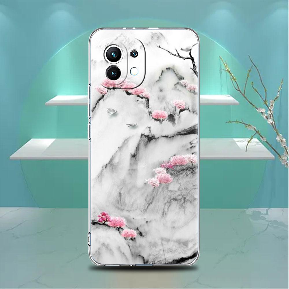 Clear Case For Xiaomi Mi Poco X3 NFC M3 Pro F3 F1 11 Lite 12 Note 10 11T 9T Transparent Phone Cover Mountain Painting