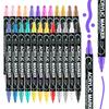 Acrylic Paint Pens Painting Markers - 24 Colours Art Pen Set Double Sided with Dot & Fine Marker Pens for Decorating Ceramic Rock Stone Mug