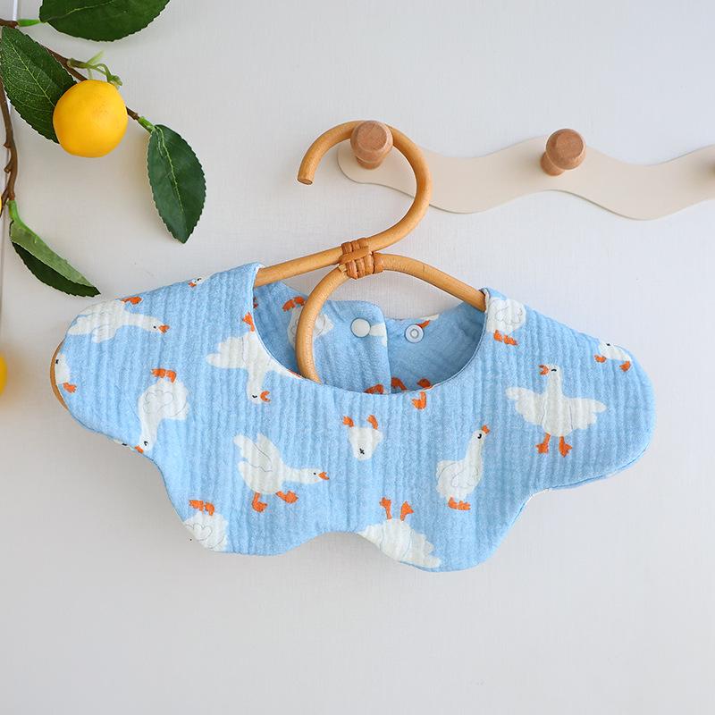 Class A Cotton Petal Baby Bib: Six-Layer Gauze, Anti-Spit-Up, Double-Sided Design.