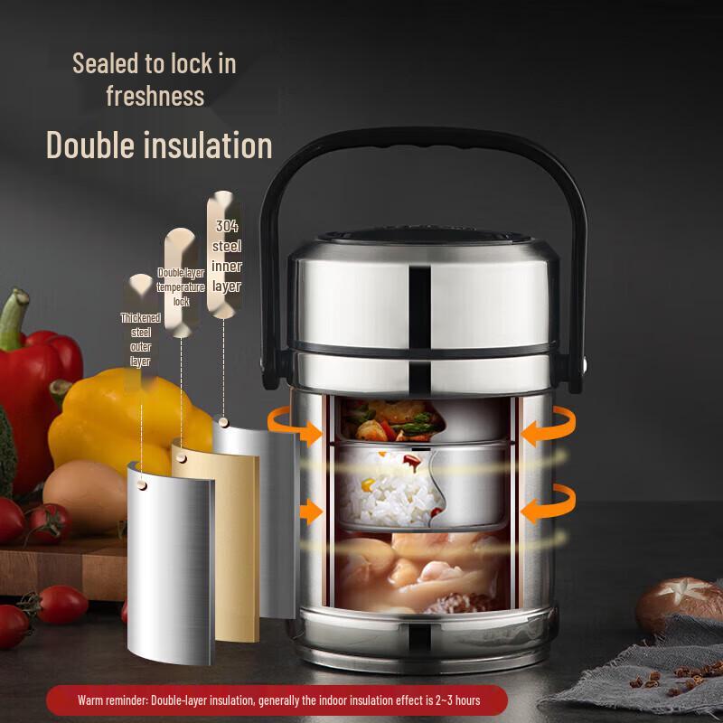 maxcook 304 Stainless Steel Double-Layer Insulated Lunch Pot