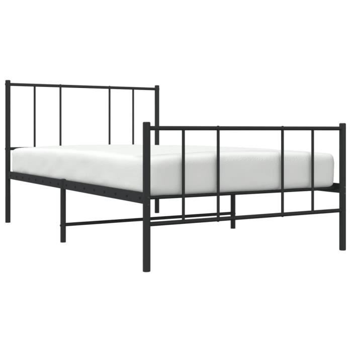 VidaXL Cadre de lit métal avec tête de lit-pied de lit noir 90x190 cm 352490