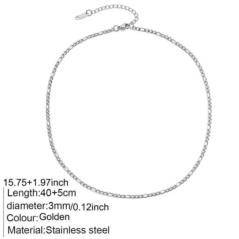 Women's Simple Figaro Chain Necklace - Elegant Designer Choker for a Subtle Look
