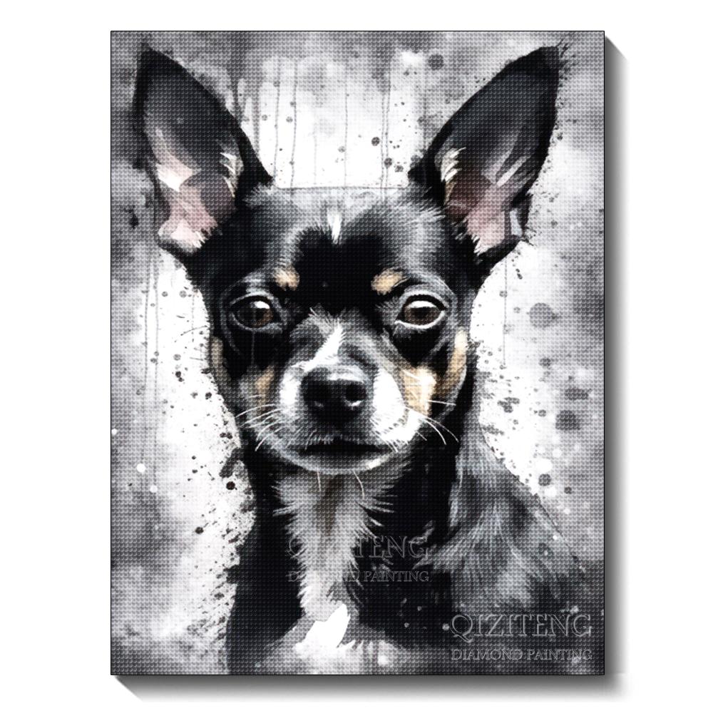 Black and White Animal Diamond Art Painting Dog 5D Full Diamond Mosaic Embroidery Cross Stitch Set Home Decoration Diy