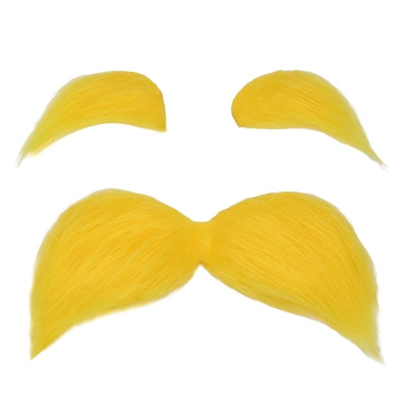 Set med falsk mustasch och ögonbryn, Självhäftigt falskt skägg, Nyheter Realistiskt ansiktshår för Cosplay-kostym Halloweenfest