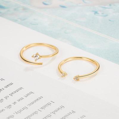 Trendiger Verstellbarer Offener Diamant Stapelring für Damen - Elegantes Nischen-Design, 2022 Stil