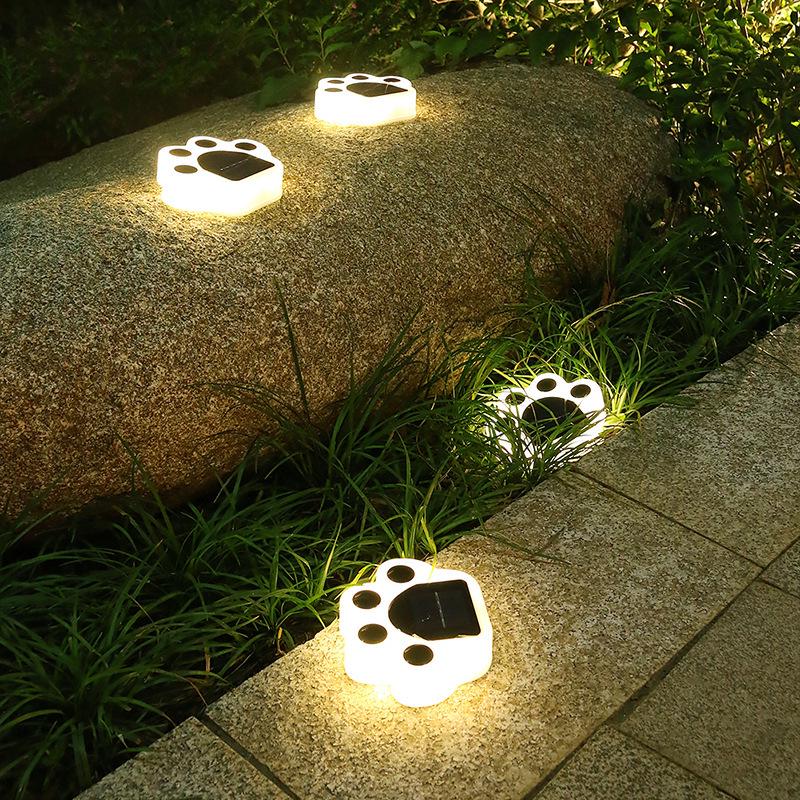 Solar Bear Paw LED Garden Ground Light: Decorative In-ground Outdoor Landscape Light