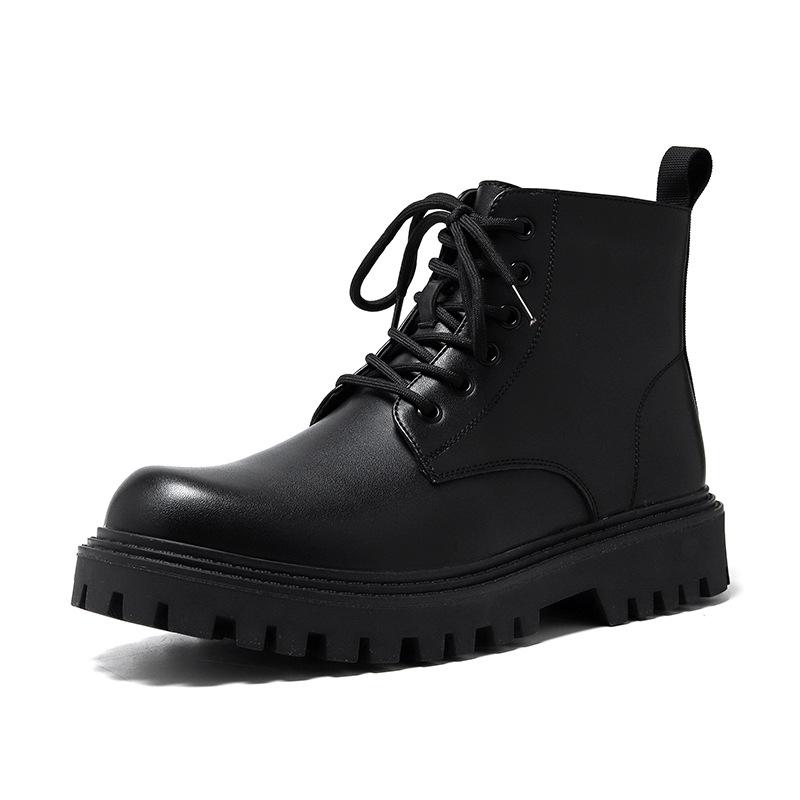

мужские повседневные оригинальные кожаные ботинки черные приливные туфли на платформе ковбойские осенне-зимние ботинки для бизнеса офиса платья до щиколотки боты мужские 270 чёрный
