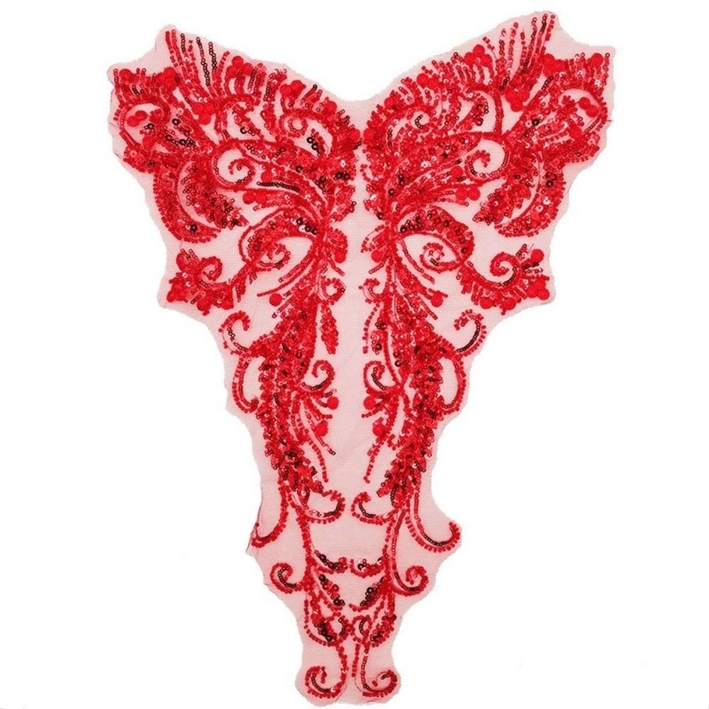 White Flower Lace Bodice Applique DIY Sew On Patches Sequin Embroidery Sewing Patch  for Dress