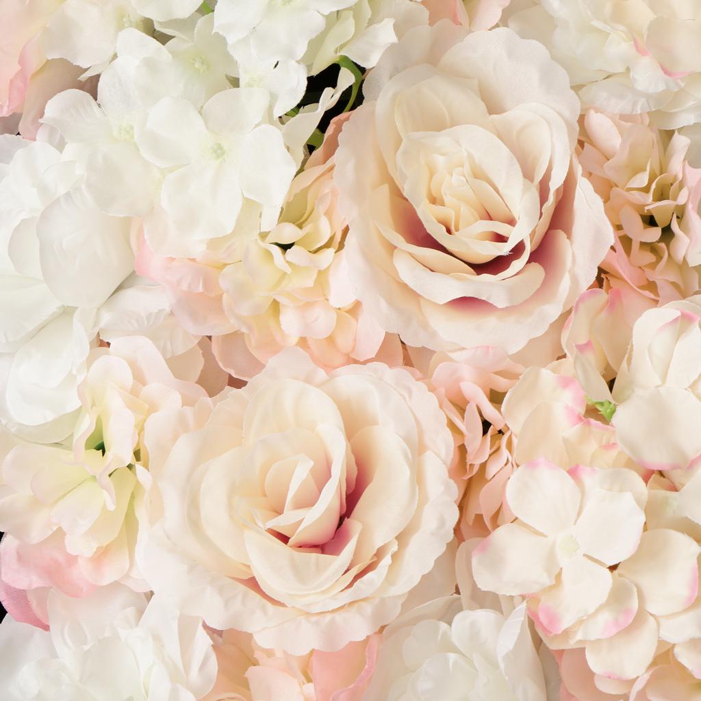 Artificial Rose Hydrangea Flower Wall Panels Light White And Champagne