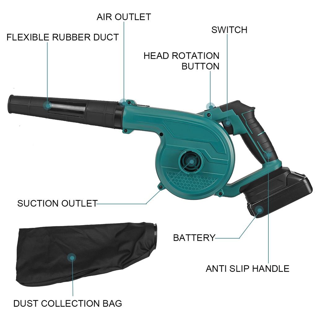 288V 1500W Cordless Air Blower 180°Rotation 19000R/Min Electric Suction & Blowing Leaf Dust Collector Cleaner