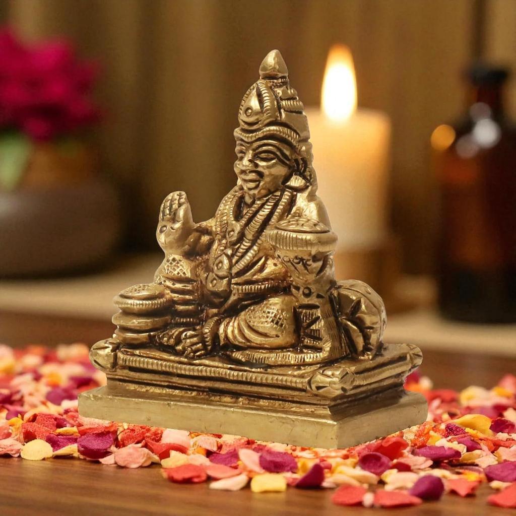SHANTI Brass Kubera Idol for Home, Pooja, Office | Lord Kuberan Statue For, Gift, Good Luck