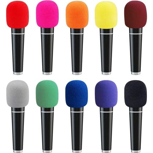 SAMZO 10-Piece Microphone Covers, Microphone Sponge Protective Covers, Noise Reduction, Multicolored Sponge Cover Case Caps, Delivery within 3-5 Busin