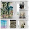Modern Art Graffiti Shower Curtain Suit Waterproof Curtain 12 Hook Nordic Style Bathroom Bathtub Dual-Use Shower Curtain