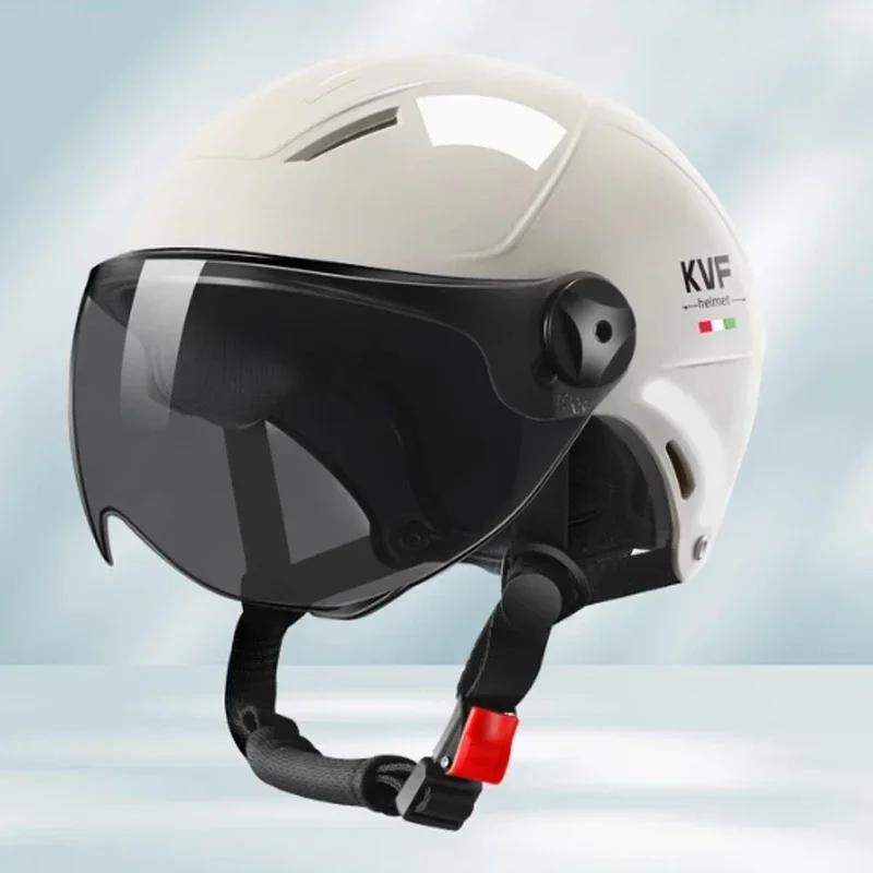 

2025 Motorcycle Helmet Unisex All-Season E-Bike Helmet Half Coverage with 3C Certification & HD Visor for Summer Riding