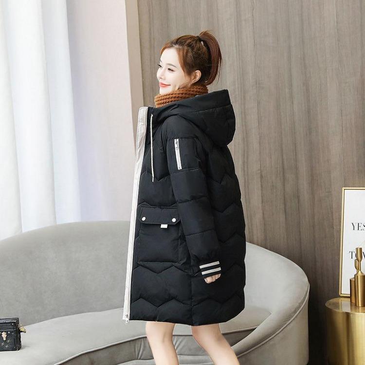 Winter Warm Jacket Hooded Casual Autumn Zipper Letter Print Women Coat Parkas Outerwear Female Long S чёрный