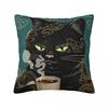 Black Cat Coffee Square Pillowcase Pillow Cover Polyester Cushion Decor Comfort Throw Pillow for Home Car