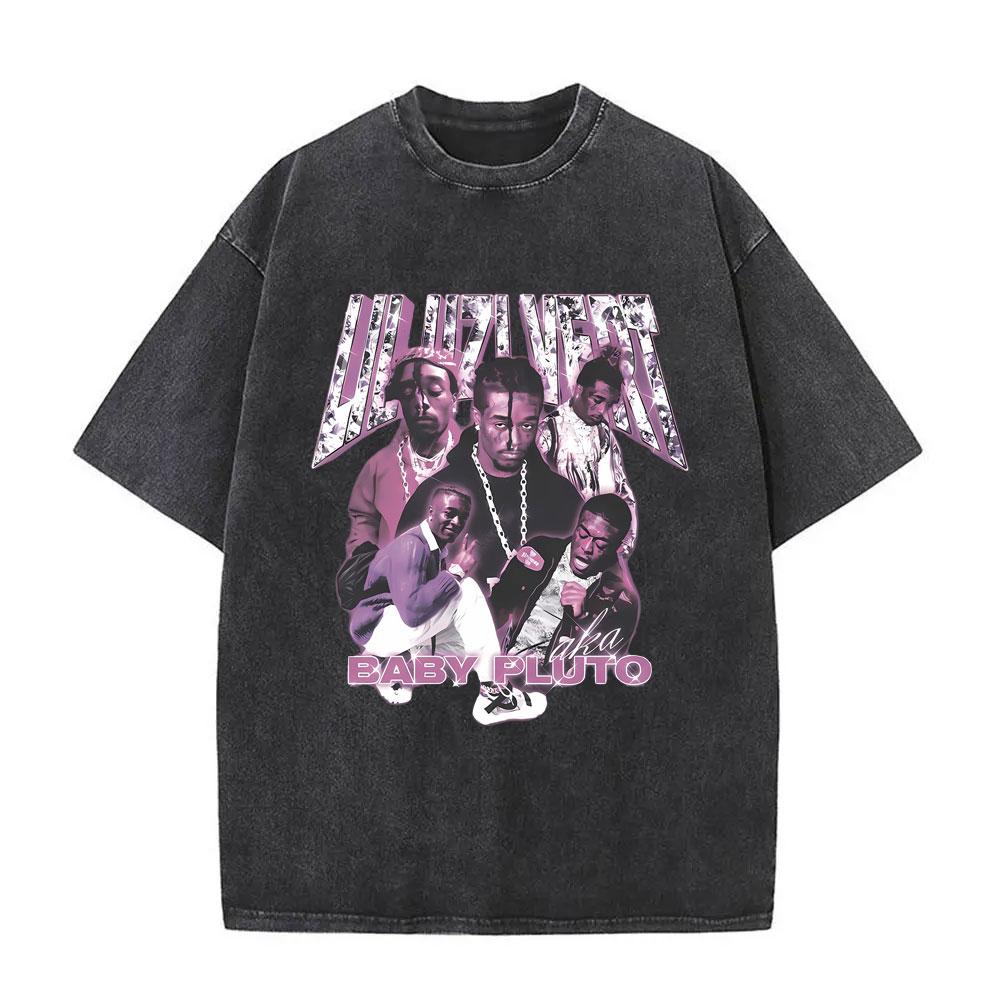 Washed Rapper Lil Uzi Vert Vintage Graphic T Shirts Men Women Hip Hop Short Sleeve Oversized Streetwear Fashion Tshirts Unisex