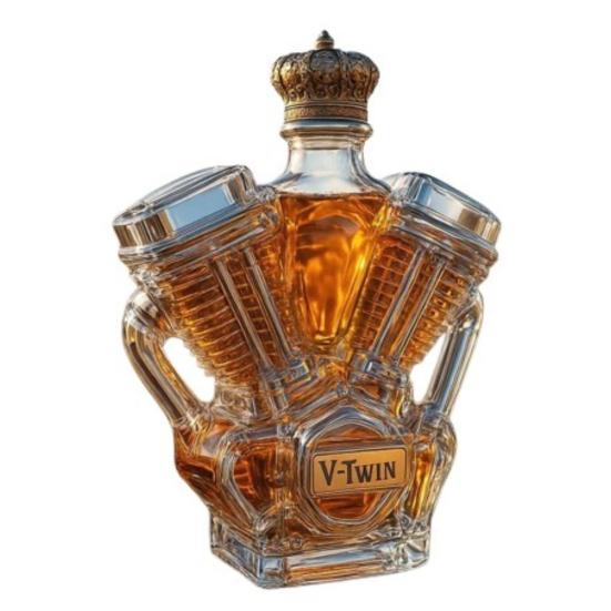 

Бутылка виски Декантер в виде мотоциклетного двигателя Стеклянная бутылка ручной работы Механическая эстетика Контейнер для ликера для мотоциклистов A