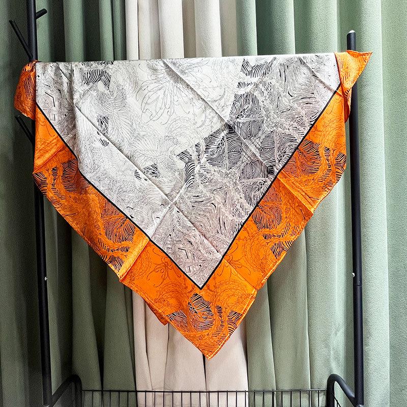 2024 New Style Large Square Scarf: 110 Mulberry Silk with Hand-Rolled Edges