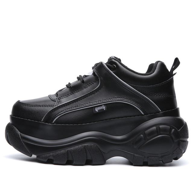 

Кроссовки на толстой подошве, женские кроссовки в стиле Харадзюку, старая обувь на платформе в стиле ретро, ​​повседневные удобные дышащие белые туфли на увеличенном каблуке 40 чёрный