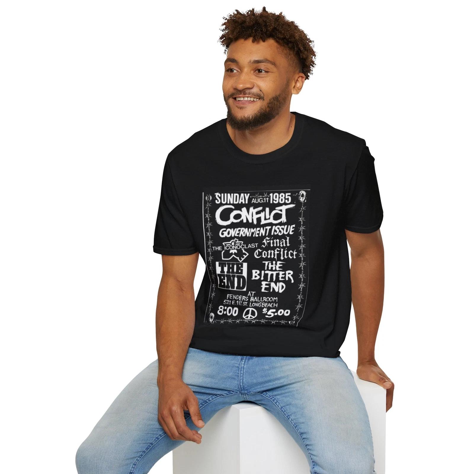Old School Old Punk Flyer Long Beach Fenders Conflict Softstyle T-Shirt S