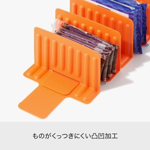 Like-it Kitchen Storage, Sliding, Connectable Freezer Storage Stand with 5 Dividers, Approx. 16.5cm Wide x 13cm Deep x 10.5cm High, White, Made in Jap