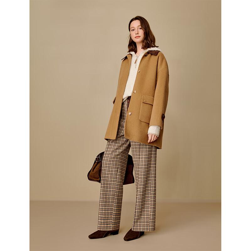 INMAN Women's Alpaca Silk Blend Double-Faced Wool Coat