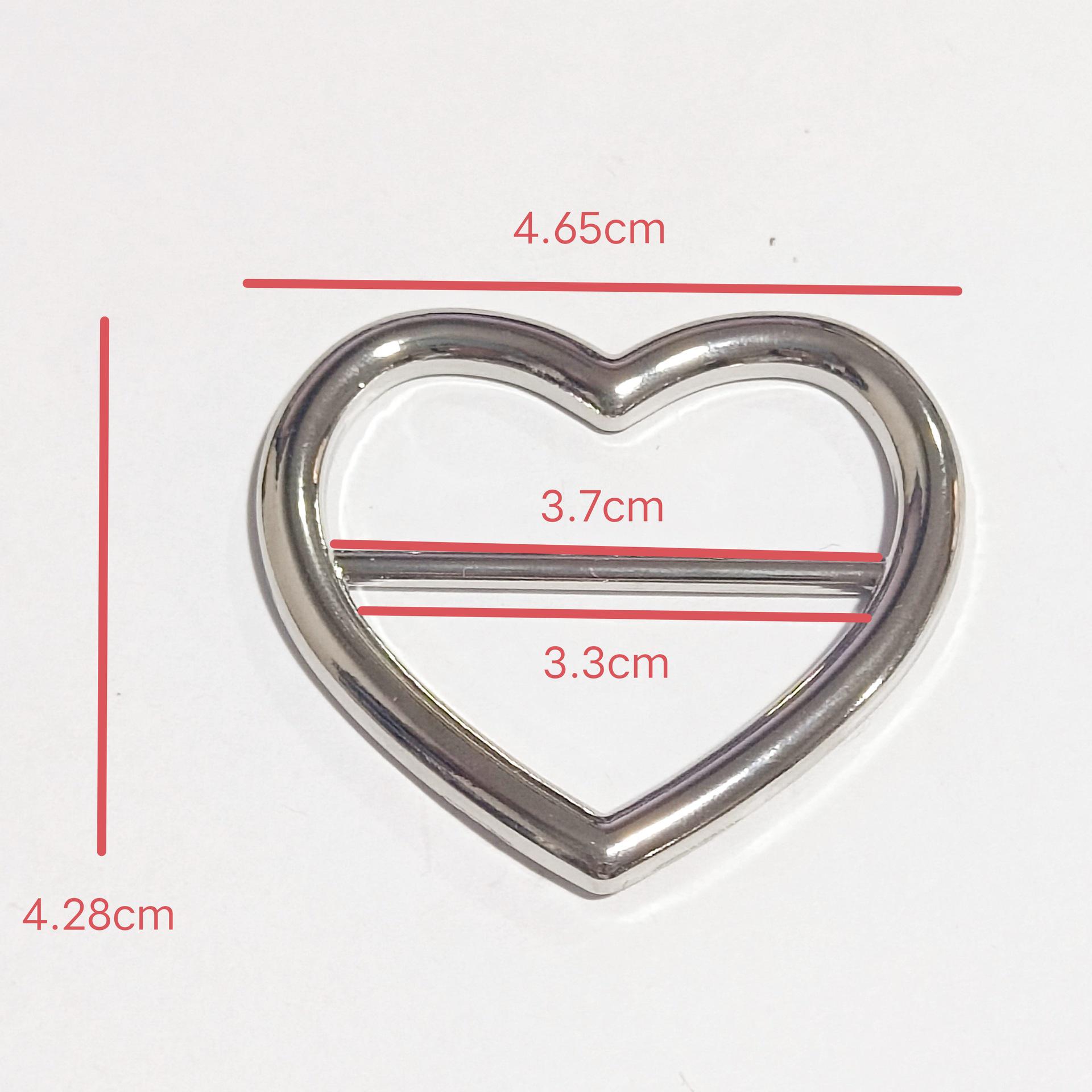 Heart-Shaped Zinc Alloy Belt Buckle - Three-Stage D-Ring for Bags & Clothing Accessories