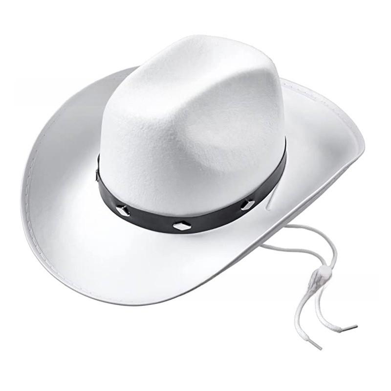Rivet Decorated Stylish Leather Cowboy Hat With Wide Brim For Daily Outdoor Wear