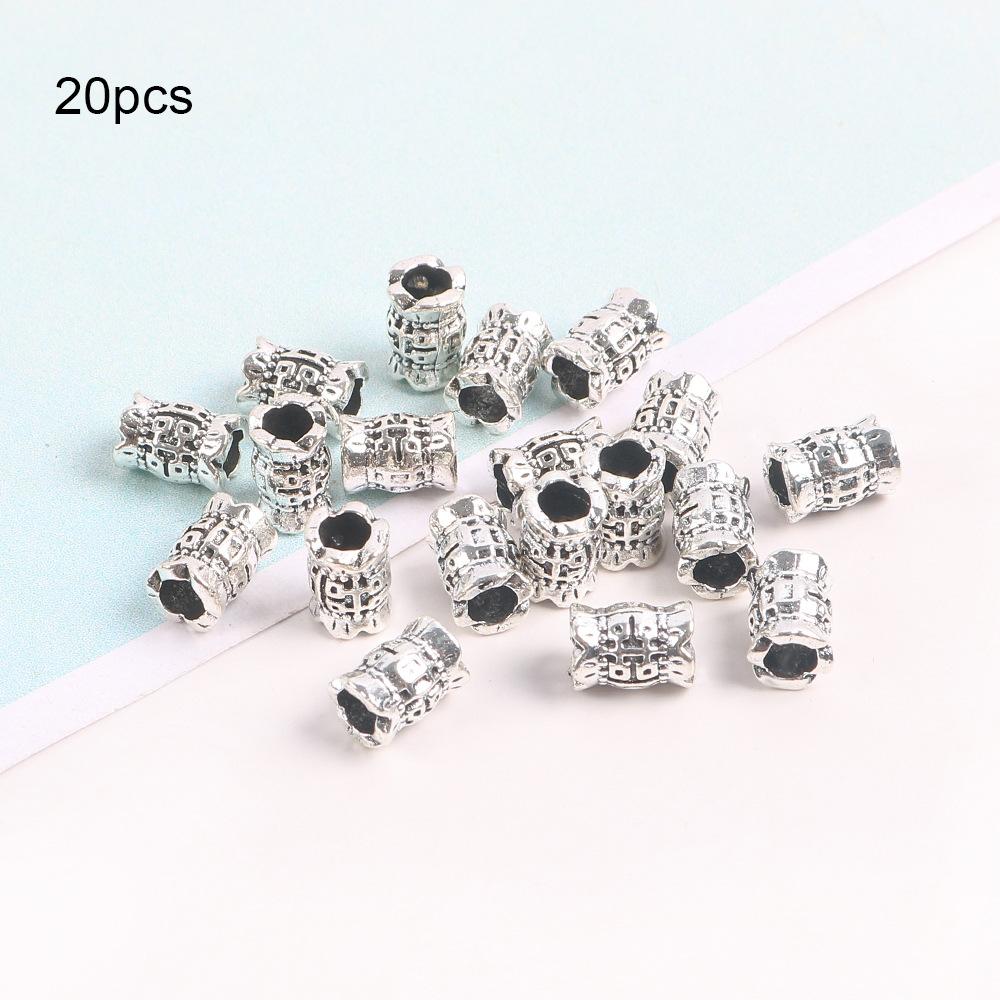Retro Alloy Hidden Silver Large Hole Spacer Bead Bucket Bead Straight Hole Diy Beaded Necklace Bracelet Jewelry Accessories Material
