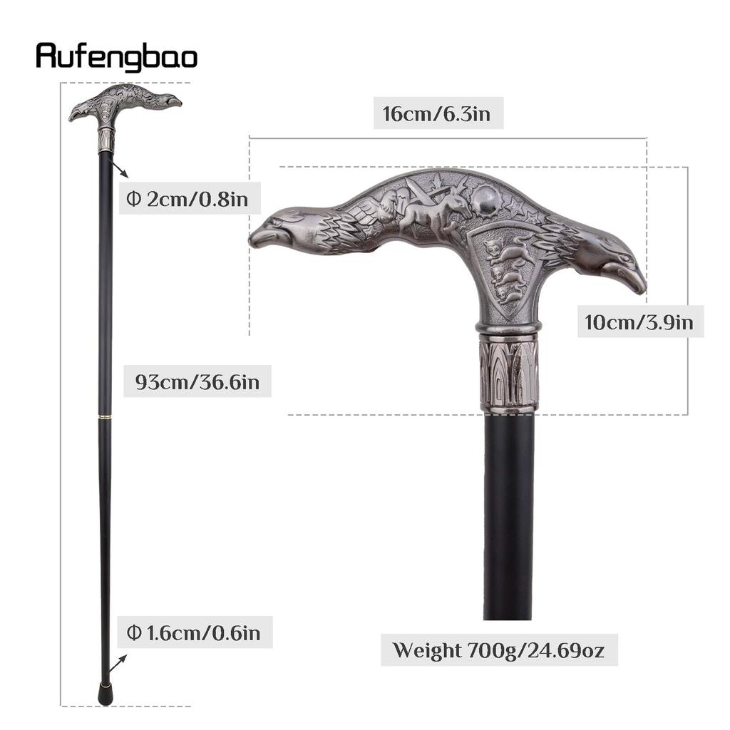 Silver Eagle Head Fashion Walking Stick Decorative Stick Cospaly Vintage Party Fashionable Walking Cane Crosier 93cm