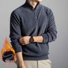 Men's Half-Zip Long-Sleeve Fleece Hoodie with Stand-Up Collar – Trendy Autumn/Winter Casual Base Layer.