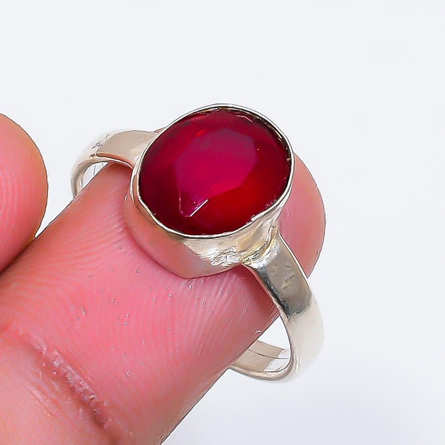 Natural Mozambique Garnet Gemstone 925 Sterling Silver Jewelry Ring Size 8 ZS-1856