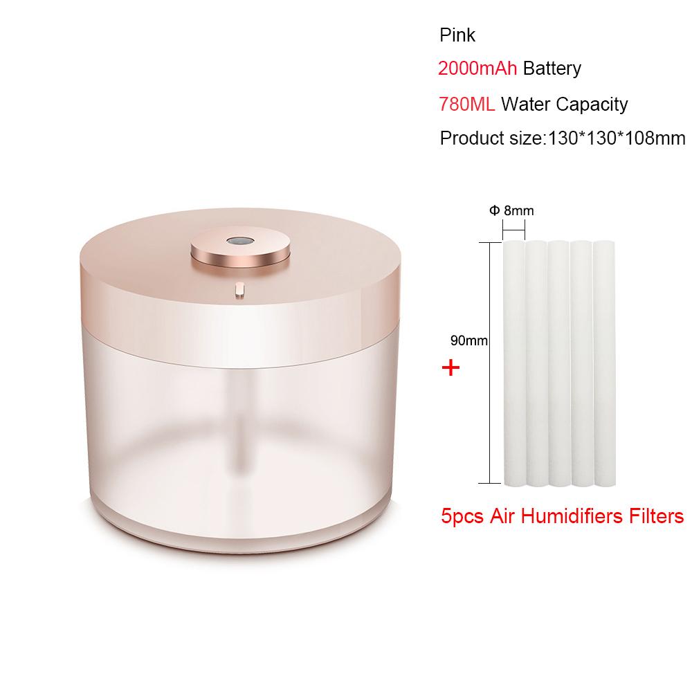 

Portable Air Humidifier Wireless 2000mAh Usb Rechargeable Electric Humidifiers Diffuser Cool Mist Maker Night Lamp For Home CHINA