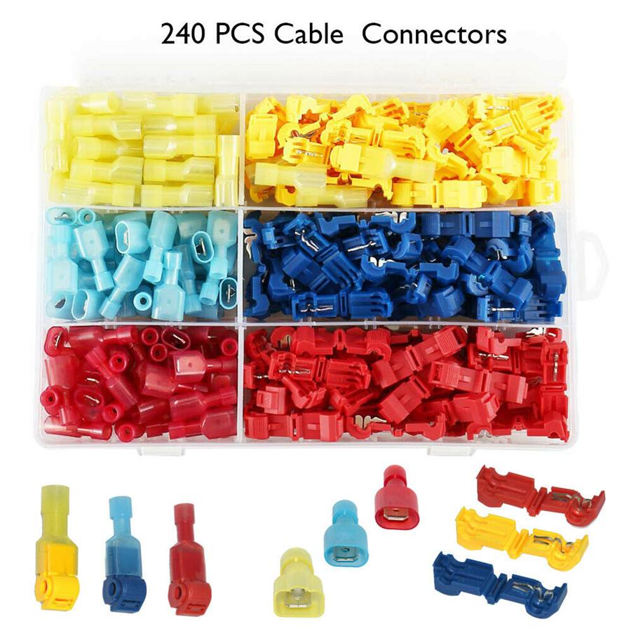 240x 22-10 AWG T-Tap Quick Insulated Splice Wire Terminal Connectors Combo Kit