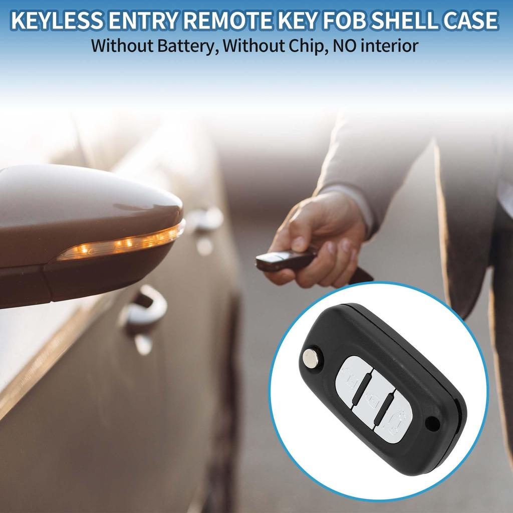 [A ABSOPRO] Renault Compatible 3 Button Key Shell Case Keyless Entry Remote Key Fob Replacement Case for Clio