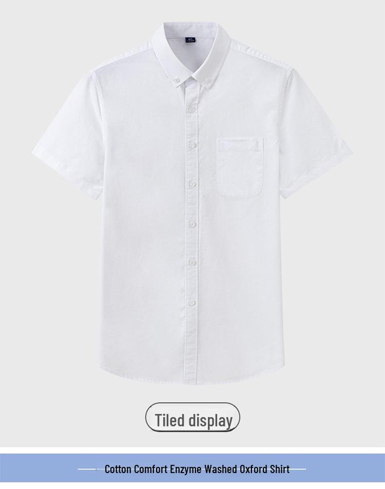 Men's Breathable Non-Iron Pure Cotton Short-Sleeve Oxford Shirt - Summer Business Casual