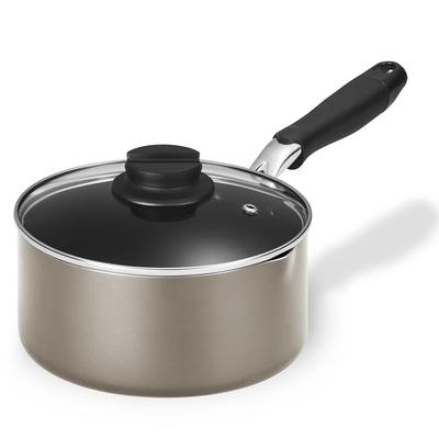 18cm Saucepan with Diamond Easy To Metallic Greige Lid, Gas/IH Compatible, Coating, Non-stick, Clean, DCS-P18,