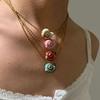 Ceramic Conch Pendant Necklace Stainless Steel Chain Collarbone Chain Fashion Conch Necklace  Women