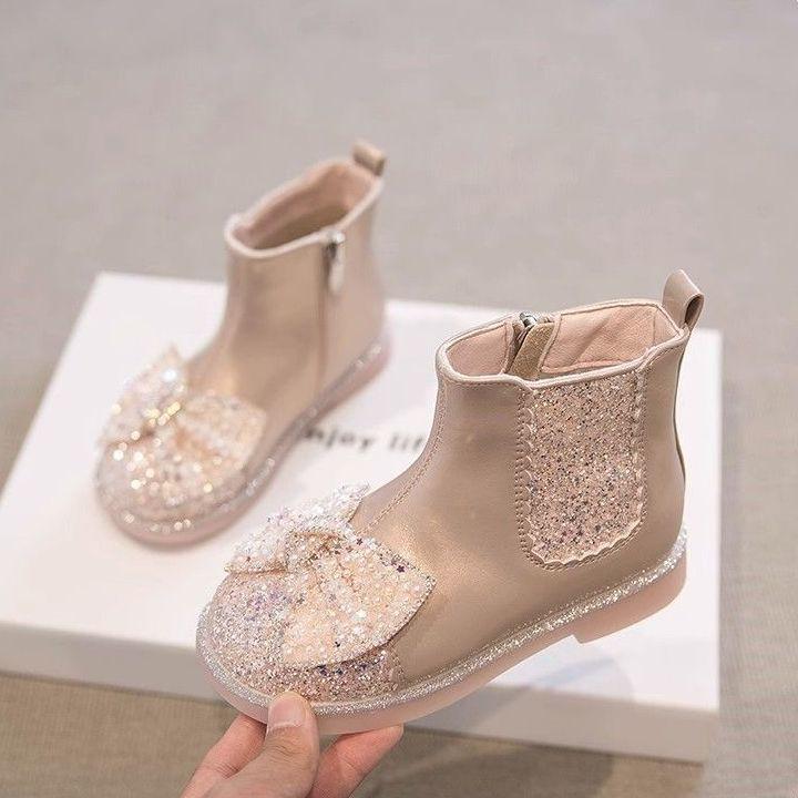 Girls' Martin Velvet-Lined Leather Boots 2025 - Fashionable Short Cotton Shoes for Autumn/Winter