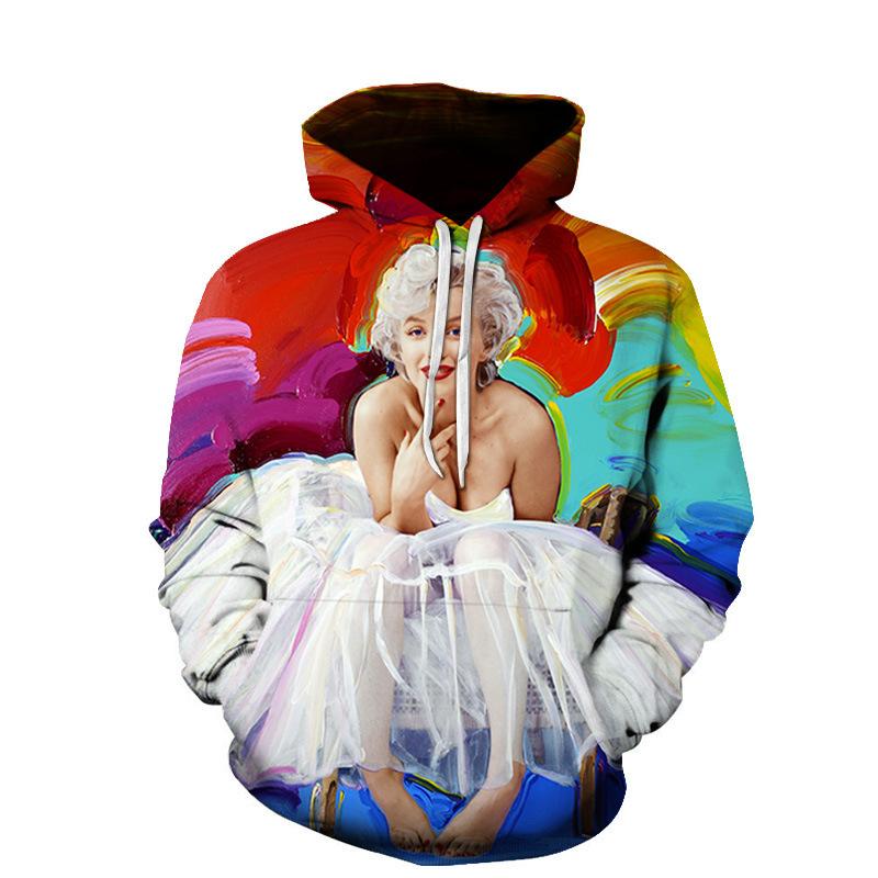 Autumn 3D Madonna Ciccone Printed Hoodies Fashionable Casual Sports Long Sleeved Men's Hooded Sweatshirts