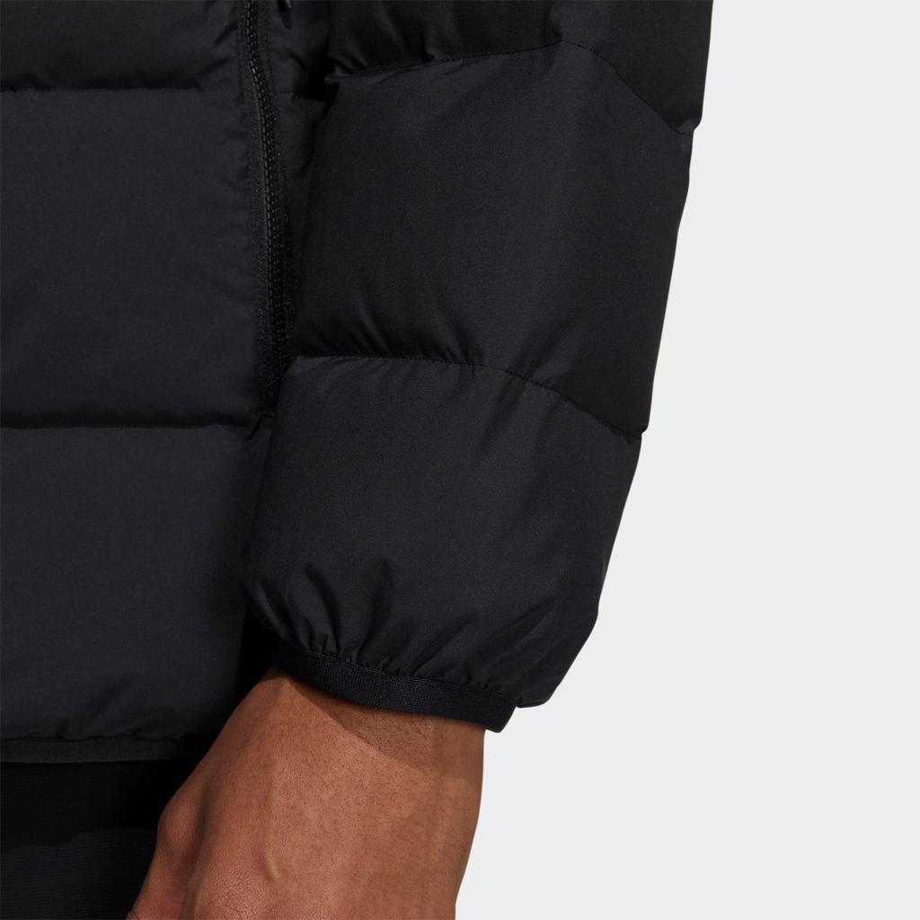 Adidas Solid Color Logo Print Zip-Up Hooded Down Jacket Men Outerwear Black HZ2597