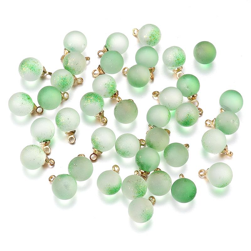 30Pcs Gradient Color Lampwork Beads Charms 8mm Round Glass Beads Pendant for DIY Necklace Earrings Jewelry Making Accessories