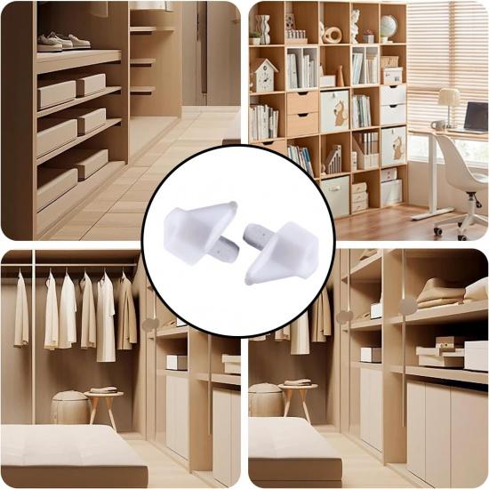 20 Pack 5 Millimeters White Shelf Support Peg, Durable Plastic Shelf Supports Pin Lightweight Cabinet Shelf Pegs, Transparent Shelf Holder Pins for